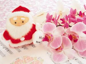santa claus, orchids, music, flowers, notes wallpaper thumb