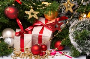 new year, holiday, gifts, christmas decorations, christmas tree, tinsel wallpaper thumb