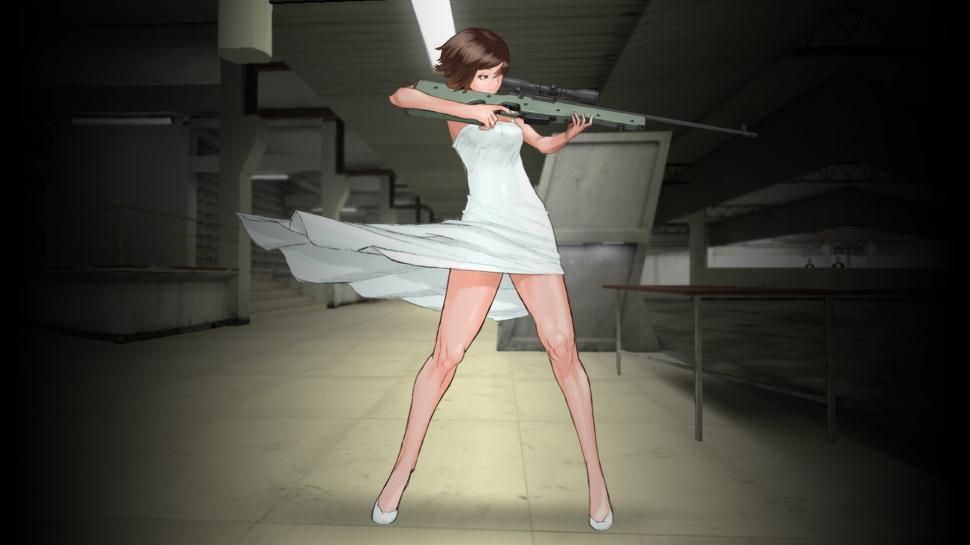 Anime Sniper Rifle Woman Girl HD wallpaper,cartoon/comic HD wallpaper,anime HD wallpaper,girl HD wallpaper,woman HD wallpaper,rifle HD wallpaper,sniper HD wallpaper,1920x1080 wallpaper