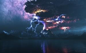 Volcano Lightning Cloud HD wallpaper thumb