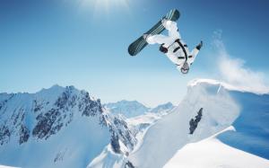 Snowboard Snowboarding Jump Snow Winter Stop Action HD wallpaper thumb
