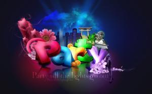 3D colorful party wallpaper thumb