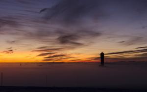 Tower Fog Mist Sunset HD wallpaper thumb
