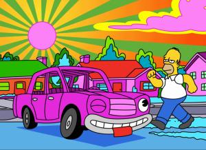 The Simpsons, Homer Simpson, Cartoon, Car, Colorful wallpaper thumb