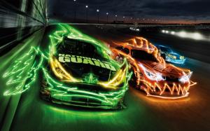 car, racing car, Speedway, night, Light, lightning wallpaper thumb