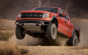 Ford Raptor Truck Jump Stop Action HD wallpaper thumb