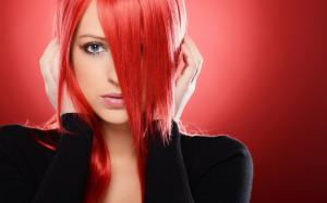 Red hair girl, eyes, face, hands, fashion wallpaper thumb