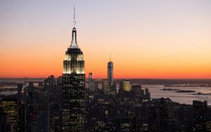 New York Buildings Skyscrapers Sunset HD wallpaper thumb