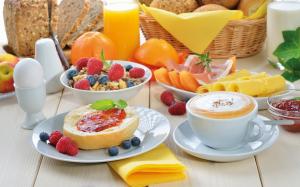 Healthy, Food, Fruit, Strawberries, Blueberries, Pie, Bread, Coffee wallpaper thumb