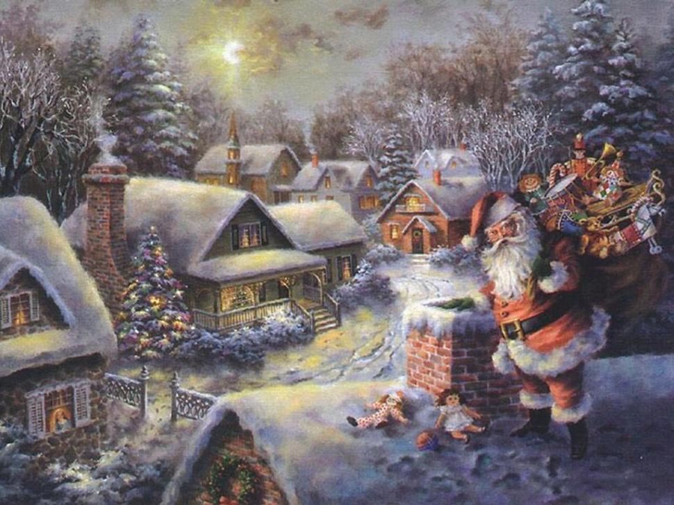 Art, Santa Claus, Winter, Snow, Toys wallpaper,art wallpaper,santa claus wallpaper,winter wallpaper,snow wallpaper,toys wallpaper,1024x768 wallpaper