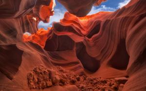 USA, Arizona, Antelope Canyon, rocks, stones, sky, red wallpaper thumb