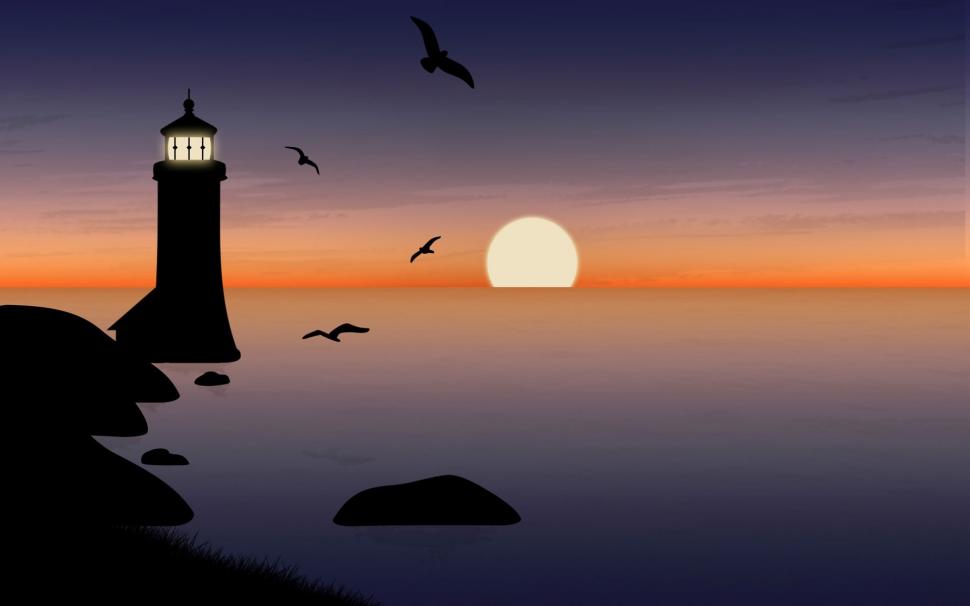 Lighthouse at Sunset wallpaper,Scenery HD wallpaper,1920x1200 wallpaper