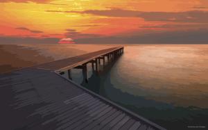 Vectors, Pier, Sunset, Sea wallpaper thumb