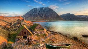 Ancient Fishing Village In Icel Hdr wallpaper thumb