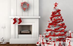 Fireplace White Christmas Tree Gifts Winter wallpaper thumb