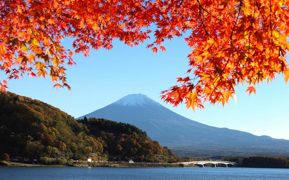 Japan, mount Fuji, autumn, red leaves wallpaper,Japan HD wallpaper,Fuji HD wallpaper,Autumn HD wallpaper,Red HD wallpaper,Leaves HD wallpaper,1920x1200 wallpaper