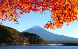Japan, mount Fuji, autumn, red leaves wallpaper thumb