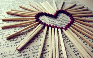 Matches, newspaper, love heart wallpaper thumb