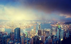 Hong Kong, Victoria Peak at night, lights, buildings wallpaper thumb