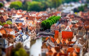 Tilt Shift, City, Cityscape, Building, River, Trees, Bruges wallpaper thumb