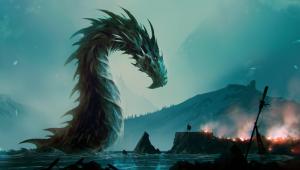 water, dragon, fantasy art wallpaper thumb