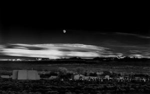 BW Landscape Cemetery Moon Clouds HD wallpaper thumb