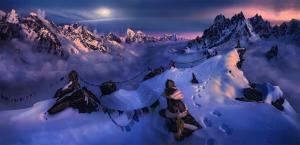Nature, Landscape, Mountain, Snow, Summit, Moonlight, Sky, Flag, Winter, Cold, Nepal, Himalayas wallpaper thumb
