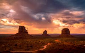 Monument Valley, USA, mountains, sky, red clouds, sunset wallpaper thumb