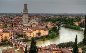 Verona, Italy, Adige River, Ponte Pietra Bridge, buildings wallpaper thumb