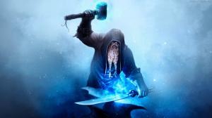 Dwarf in a Hood with a Magic Weapon HD wallpaper thumb