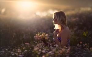 Girl in dreams, flowers, sun wallpaper thumb