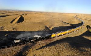 Train, Steam Locomotive, Diesel Locomotives, Transport, Smoke, Yellow Field wallpaper thumb