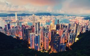 International metropolis, a beautiful night view of Hong Kong wallpaper thumb