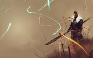 Spear Warrior Drawing HD wallpaper thumb