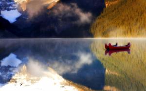 Canoes On Calm Lake wallpaper thumb