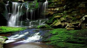 Rocks, waterfalls, water, brook, stones, moss, natural forest landscape desktop wallpaper thumb