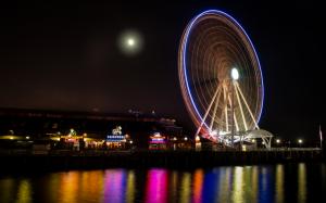 Ferris Wheel Night Moonlight Timelapse HD wallpaper thumb