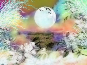 pastel fantasy Abstract birds flowers Moon other HD wallpaper thumb