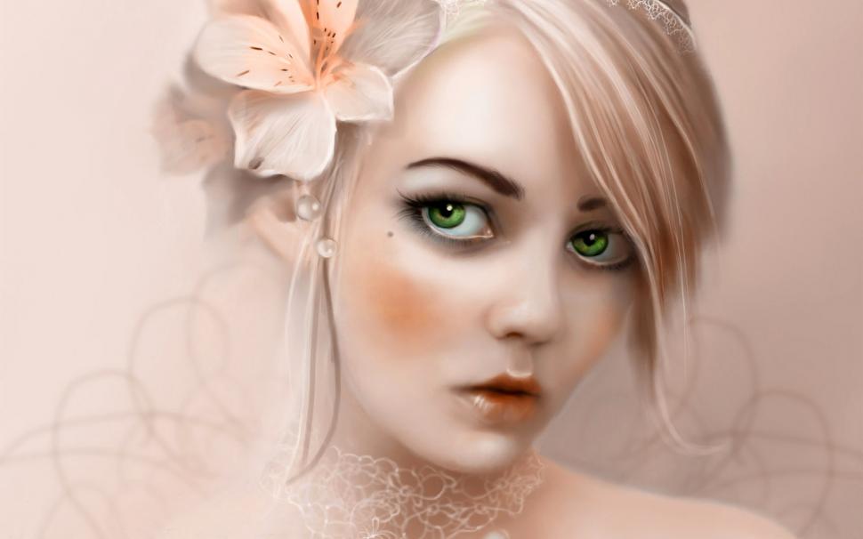 Green eyes wearing a flower girl wallpaper,Girl HD wallpaper,Green HD wallpaper,Flower HD wallpaper,1920x1200 wallpaper