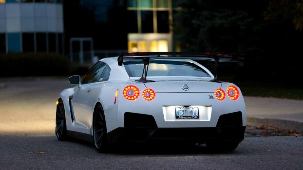 Nissan GTR R35 white car at evening wallpaper,Nissan HD wallpaper,White HD wallpaper,Car HD wallpaper,Evening HD wallpaper,1920x1080 wallpaper