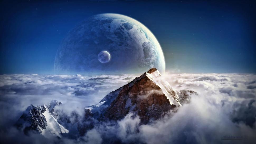 Discovering Space wallpaper,planets HD wallpaper,peak HD wallpaper,moon HD wallpaper,clouds HD wallpaper,3d & abstract HD wallpaper,1920x1080 wallpaper