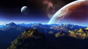 Fantastic scenery, mountains, space, planet wallpaper thumb