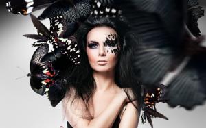 Girl makeup, face, butterfly, Photoshop creative design wallpaper thumb