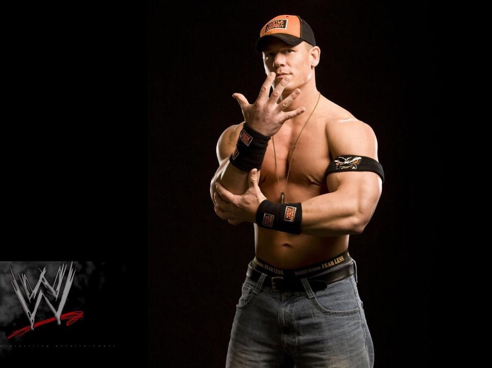 John Cena with WWE Logo wallpaper,john cena wallpaper,1600x1200 wallpaper
