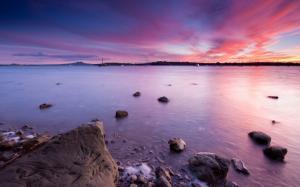 Pink sunset light over the bay wallpaper thumb