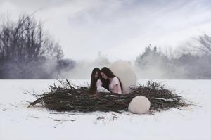Women, Snow, Nest, Eggs wallpaper thumb