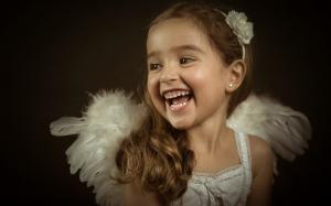 Little angel, cute girl, laughing, portrait wallpaper thumb
