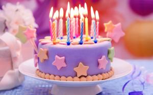 Happy Birthday, cake, candles, stars wallpaper thumb