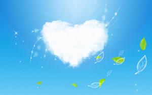 Clouds of Love and green leaves wallpaper thumb