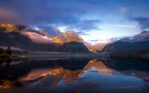 Lake Clouds Mountains Landscape Reflection HD wallpaper thumb